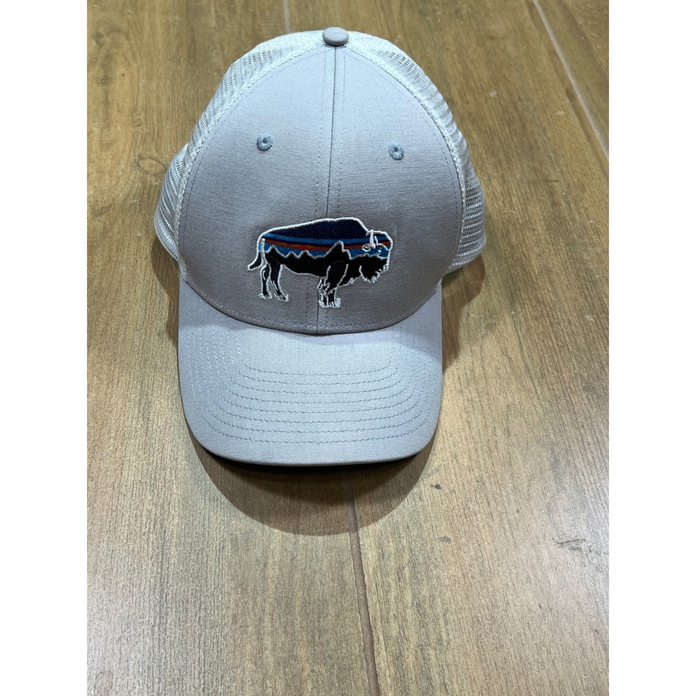 Patagonia LoPro Trucker Hat Grey Fitz Roy Bison Snapback Mesh Cap